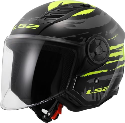 LS2, Jet-Motorradhelm AIRFLOW II Brush black yellow, L