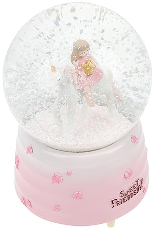 OUNONA Bola De Cristal De Unicornio Cajas De San Valentín para Niños Bola De Cristal Luminosa Globo De Nieve De Halloween Bola De Cristal De Diseño De Unicornio Esfera