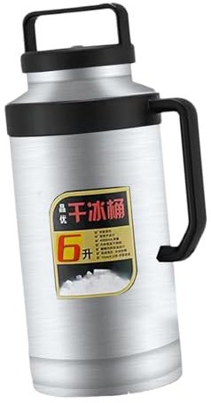 rockible Contenitori per ghiaccio secco Conservazione del ghiaccio secco Bottiglia d'acqua termica portatile per contenitori di ghiaccio di grande capacità a, Argento 6L