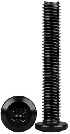 Lot de 25 vis à métaux M4-0,7 x 50 mm à tête plate pour meubles, en acier inoxydable 304, finition noire, entièrement filetée