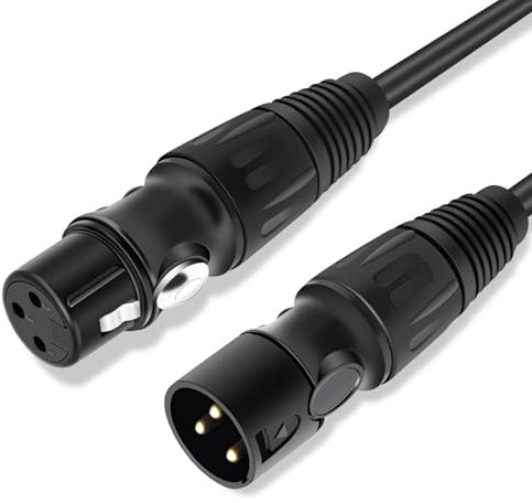 Anewbig XLR Cables,20ft 1 Pack Microphone Cable, 3 Pin XLR Balanced Male to Female Mic Cord,XLR Speaker Cable, Black