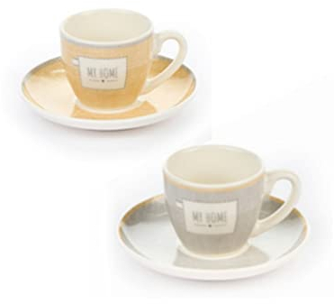 NUVOLE DI STOFFA Set 6 Tazzine Tazza da caffè con piattino in ceramica Shabby Chic My Home 80 ml