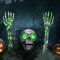 Joellfuner Halloween Leuchtende Skelett Totenkopf Set, 2 Hände 1 Schädel, Halloween Deko LED Die Leuchtend Skelett für eine Horror Atmosphäre, Bealistisches Gruseliges Skelett für Halloween(grün)