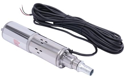 Pompa per fontana profonda, 180 W, 12 V, 1200 l/h, in acciaio inox, compatibile con sabbia, altezza max. 34 m, pompa sommersa con cavo da 17 m