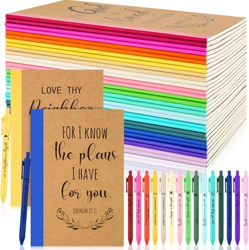 Resurhang 30-teiliges Set christliche Notizbücher und Stifte, Geschenk-Set, Großpackung A5, Komposition, Tagebuch, Bibelvers, Stift, religiös, liniert, Notizblock, Geschenk für Ostern, Kirche