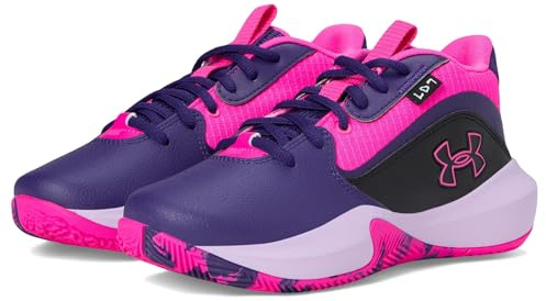 Under Armour Unisex Children's Grade School Lockdown 7 Trainers, (500) Purple/Black/Rebel Pink, 5.5 Big Kid