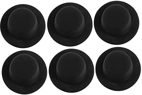 Vaguelly 6St Kleiner Hut Mini-Puppenhüte Puppenhutverzierung Miniatur-Puppenhüte faschingskostüme fasnachtskostüme Toy Zubehör für Puppenkleidung Puppendekor-Accessoire Gezogenes Tuch Black