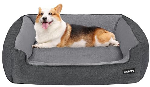 HMTOPE Hundebett, Hundesofa, Hundekissen, Hundekörbchen Abnehmbar und waschbar, Grau Spleißen, 90 x 75 x 25 cm