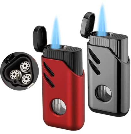 PIPITA Sturmfeuerzeug mit Jetflamme,Feuerzeug für Taschenlampe, nachfüllbar, Gasfeuerzeug, verstellbar, 3 Jet-Stabfeuerzeug Nachfüllbar Gas Feuerzeug aus Metall (Butan Nicht im)