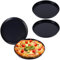 PALUPLUS 4 Teglie Pizza Tonde in Lamiera Blu, Diametro 32 cm e Altezza 2,5 cm, Bordo Basso, Resistente fino a 250°C, per Pizze e Focacce, Made in Italy -3225F