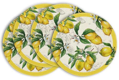Artoid Mode Zitrone Sommer Platzsets 4er Set, 37cm Frühling Küche Tisch Dekoration Drinnen Urlaub Party Dekor