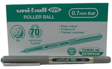 Uni-ball Rollerball Eye Fine UB-157E Flüssigtinte, Grün, 0,7 mm, Box, 12 Stück