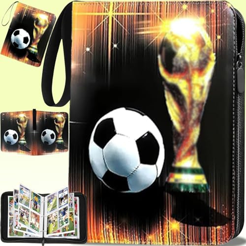 Mockotta Fussball Karten Sammelalbum 400 Karten, 50 Seiten Album | 400 Taschen Sammelkarten Album, Tragbar Wasserdicht PU Karten Halter Heft Ordner Buch, Sammelkartenalben für Sammler