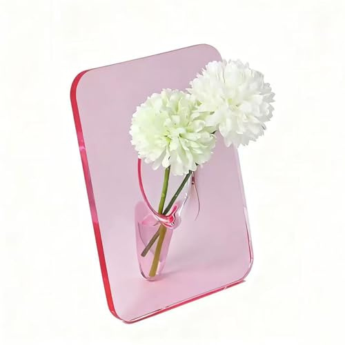 Wagoodter Transparente Acrylvase Kleine Vasen Deko für Tischdeko Moderne Blumenvase Geeignet für Hydrokulturpflanzen, Tischdekoration, Wohnzimmereinrichtung sowie Hochzeitsdekoration (Rosa)