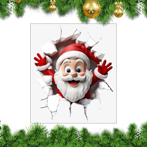Raypontia Christmas Toilet Seat Sticker,Santa Claus Holiday Supplies Drilling Wall | Bathroom Decorations | For Daily Use Indoor Home Bedroom