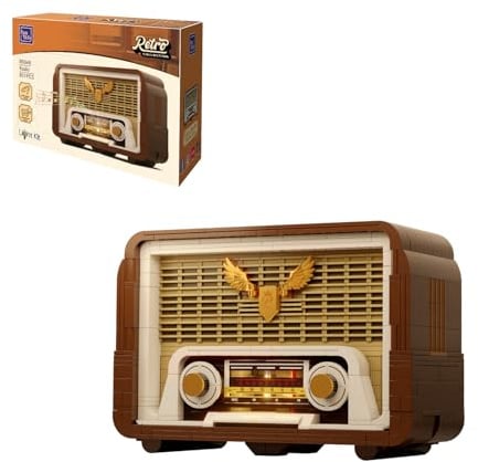PAN TASY Set di Costruzioni Radio Retrò per Adulti, Modello di Radio Vintage con Modulo Luminoso e Manopola di Sintonia Mobile, Amplificatore per Telefono Modello da Col