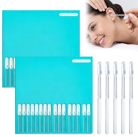 Bettinay Sticky Ear Cleaning Buds, 48 Pcs Reusable Earwax Removal Adhesive Swabs, Dry Earwax Remover Tool for Adults, Elderly