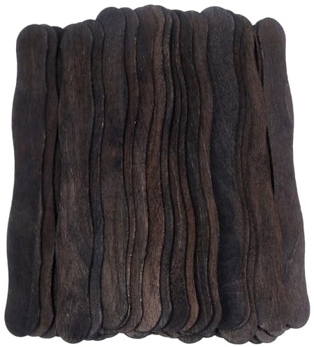 PACKOVE 50pcs Black Synthetic Craft Sticks for Cake and Ice Cream, Food Grade Multi-Functional Wooden Model Materials for DIY Crafting and Stirring Paint