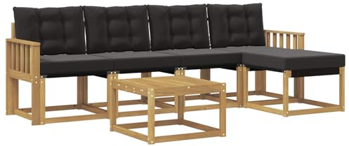 vidaXL Outdoor-Sofagarnitur mit Kissen 6 pcs Weiß und Schwarz, Gartenmöbel, modernes Outdoor-Sofa, modulare Sitzgruppe für Terrasse und Lounge, langlebig und bequem
