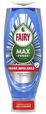 Fairy Max Power Detersivo Piatti Liquido, Eucalipto, 730 ml | Igiene Impeccabile, Dosaggio Rapido, Tecnologia Anti-Sgocciolamento