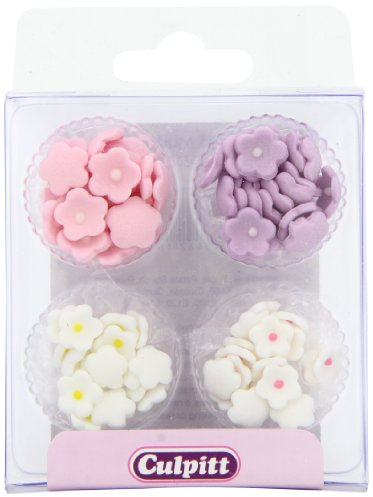 Culpitt Sugar Cake Decorations Assorted Mini Flowers (Pack of 1, Total 100 Decorations)