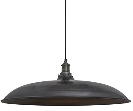 Industville - Brooklyn Giant Bowl Pendant - 24 Inch - Ceiling Light - Light Shade - Black/Grey Colour - Pewter/Brass Material - 22.5 CM X 61CM X 61 CM