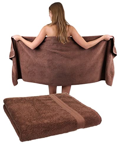 Betz 2 Stück Saunatücher XXL Badetuch Liegetuch Strandlaken Saunahandtuch Premium Frottee 100% Baumwolle Größe 70 x 200 cm Farbe nuss