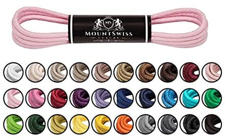 Mount Swiss Luxury Schuhbänder I Wasserabweisende und reißfeste Schnürsenkel rund ø 2-3 mm aus feiner Baumwolle/gewachst Farbe: pink.77, Länge: 80 cm