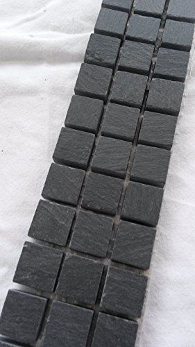 Frise mosaïque ardoise anthracite 5 x 30 cm pierre naturelle mate carrelage noir B046