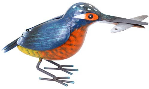 Primus Eisvogel-Gartenfigur aus Metall, handbemalt, 20 x 8,5 x 12 cm