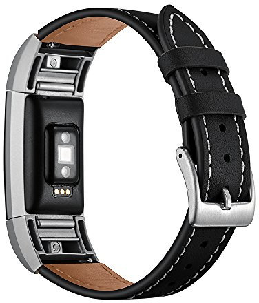 AISPORTS Kompatibel mit Fitbit Charge 2 Armbändern Leder Damen Herren Klein Groß Sport Smart Watch Armband mit Metallschnalle Armband Armband für Fitbit Charge 2 Activity Tracker Zubehör