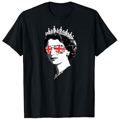 YAS QUEEN Elizabeth II England Meme Shirts Britische Krone Union Jack T-Shirt für Jungen und Mädchen, Schwarz, S