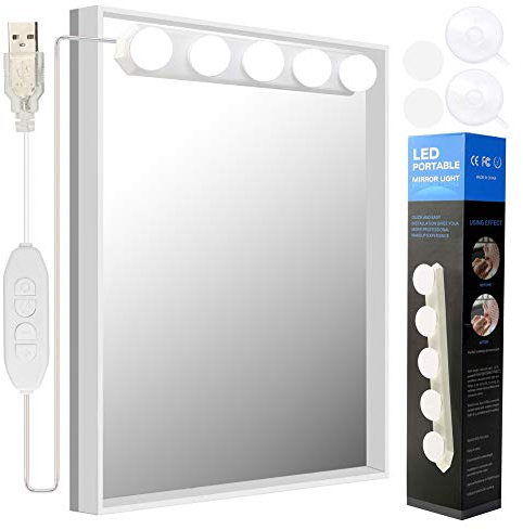 AIFUSI Luminaire de Vanité de Style Hollywoodien avec 5 Ampoules LED à Intensité Réglable et Fonction de Mémoire, 3 Modes D'Éclairage Lampes de Maquillage pour Coiffeuse de Salle de Bain