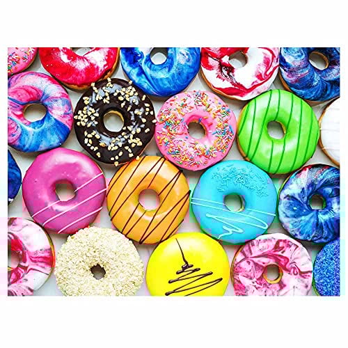 fishwisdom 500 Piece Jigsaw Puzzle Donuts for Adults and Teens and Kids Family Happy Time Gift Idea