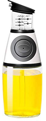 Feliciay Bottiglie Erogazione Versatore Cucina Ampolla con Beccucci Antigoccia Bottiglia per AcetoMisura Cottura Trasparente Verdure Bilancia Senza Beccuccio (Argento, 250 ml/8,8 oz)