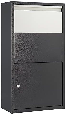 Haussmann Paketbriefkasten, Paketbox, Paletkasten, Briefkasten, Postbox, XXL Briefkasten, Kontaktlose Zustellung für Pakete, Briefe, etc, mit Zylinderschloss, 4 Schlüssel, Sicherheitsklappe