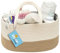 OrganiHaus Baby Organizer Korb, Aufbewahrungskorb für den Wickeltisch und das Kinderzimmer, Geschenke für Neugeborene & Baby Aufbewahrungskorb mit Fächern & Griffen, Honig/Weiß