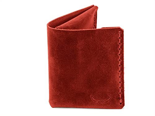HAEUTE - Lederwerkstatt kompaktes Portemonnaie Mono aus rotem Fettleder für Damen • edle Patina: zeitlos, hochwertig, nachhaltig • für Scheine, Münzen & 10+ Karten • fair Made in Füssen
