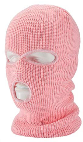 cinnamou Winter Gestrickte Balaclava mit 3 Löchern Winter Warme Strick-Sturmhaube für Outdoor Sport Ski Snowboard Fahrrad Motorradzubehör Nackenwärmer Einheitsgröße (Rosa)