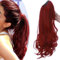 Ponytail Extension Pferdeschwanz Zopf mit Klammer Haarteil Haarverlängerung Hair Piece Haar Hitzebeständig (Glatt+Gewellt) wie Echthaar 18(45cm) Dunkelrot