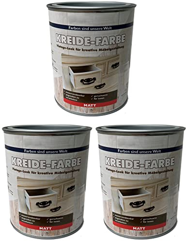 Peinture à craie pour bois vintage shabby chic effet vieilli Greywash Gris 3 x 1 l