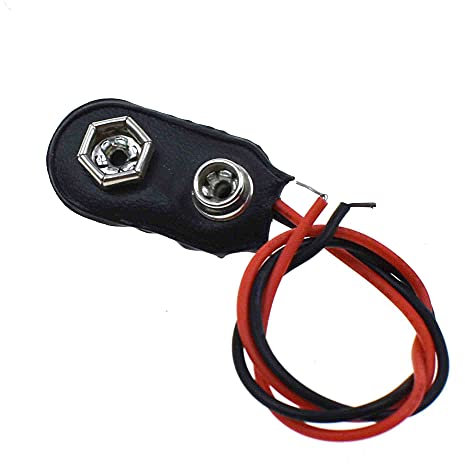 Reland Sun 5pcs 9V Battery Button Connector Cable Power Plug Battery Clip Holder with 5.5mm/2.1mm Male DC T Plug I Type (I Type)
