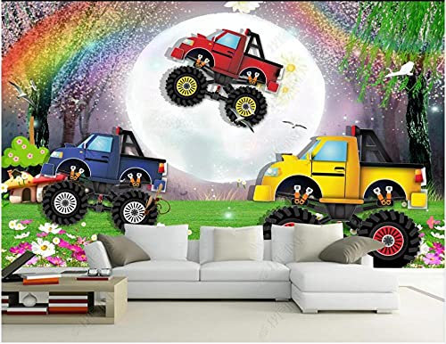 WLLLO 3d photo personnalisé papier peint mural dessin animé forêt herbe buggy chambre d'enfants décoration de la maison papier peint, 430x300 cm (169.3 by 118.1 in)