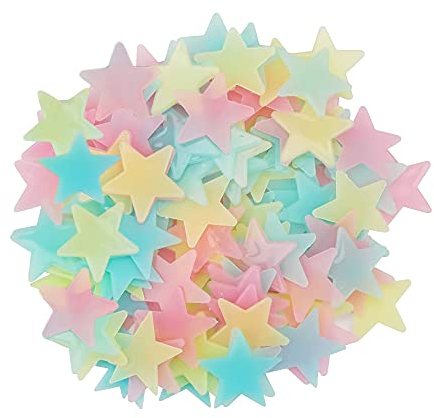 Leuchtsterne Selbstklebend, Wandaufkleber Leuchtsterne Sticker, zum Dekorieren von Schlafzimmern, Kinderzimmern, 100 Stück, Bunt