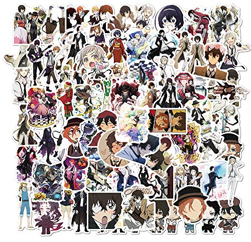 100 Stück Anime Bungo Stray Dogs Aufkleber Wasserflaschen Laptop Telefon Gitarre Skateboard Computer Cartoon Vinyl Stickers Wasserdicht Ästhetisch Aufkleber für Jugendliche Kinder Erwachsene