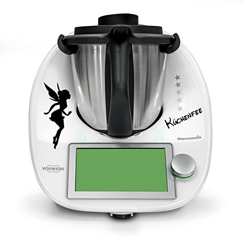 Finest Folia Deko Aufkleber kompatibel mit Küchenmaschine Thermomix TM5 TM6 Design Sticker Zubehör für Küchengerät wasserfest selbstklebend K154 (01 Küchenfee, Silber)
