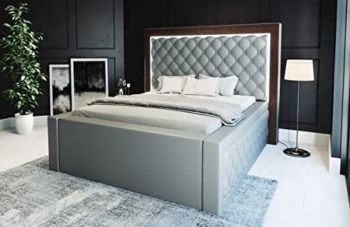 Sofa Dreams Wasserbett Varese mit beheizbarer Wasserbettmatratze und kompletter Technik LED Beleuchtung 140x200 160x200 180x200 200x200 200x220 (200 x 200 cm, Grau)