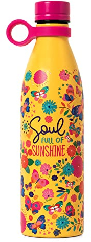 Legami - Hot&Cold, botella térmica de 800 ml, diámetro 8 cm, ligera y resistente, cierre hermético, mango de silicona extraíble, tema Butterfly, Soul full of Sunshine, sin BPA ni ftalatos