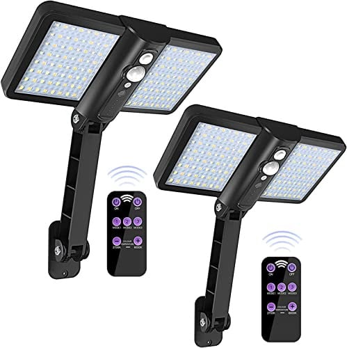 Daixilan 2 Pack Solar Lights Outdoor, 128 Led Super Bright Lamp, Wireless Waterproof Solar Flood Light, Security Motion Sensor Wall Light for Deck, Fence, Patio, Front Door, Garden, Yard, Shed, Path