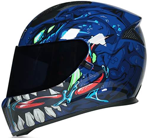 ZGFHTY Vollgesichts-motorradhelm Mit Grafischer Vollständiger Abdeckung Modularer Sturzhelm ECE-zugelassen Mit Hd Flip-Type Dark Doppel-Sonnenblende Erwachsene Männer Frauen Geeignete 2,XXL(62-65CM)